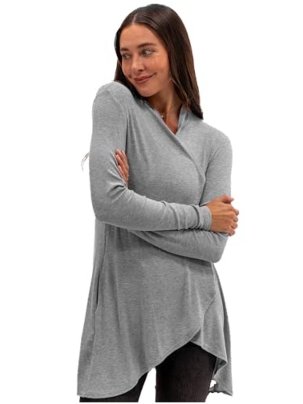 Eco Luxury Open Front Cardigan Sweater with Pockets, Lightweight TENCEL Knit